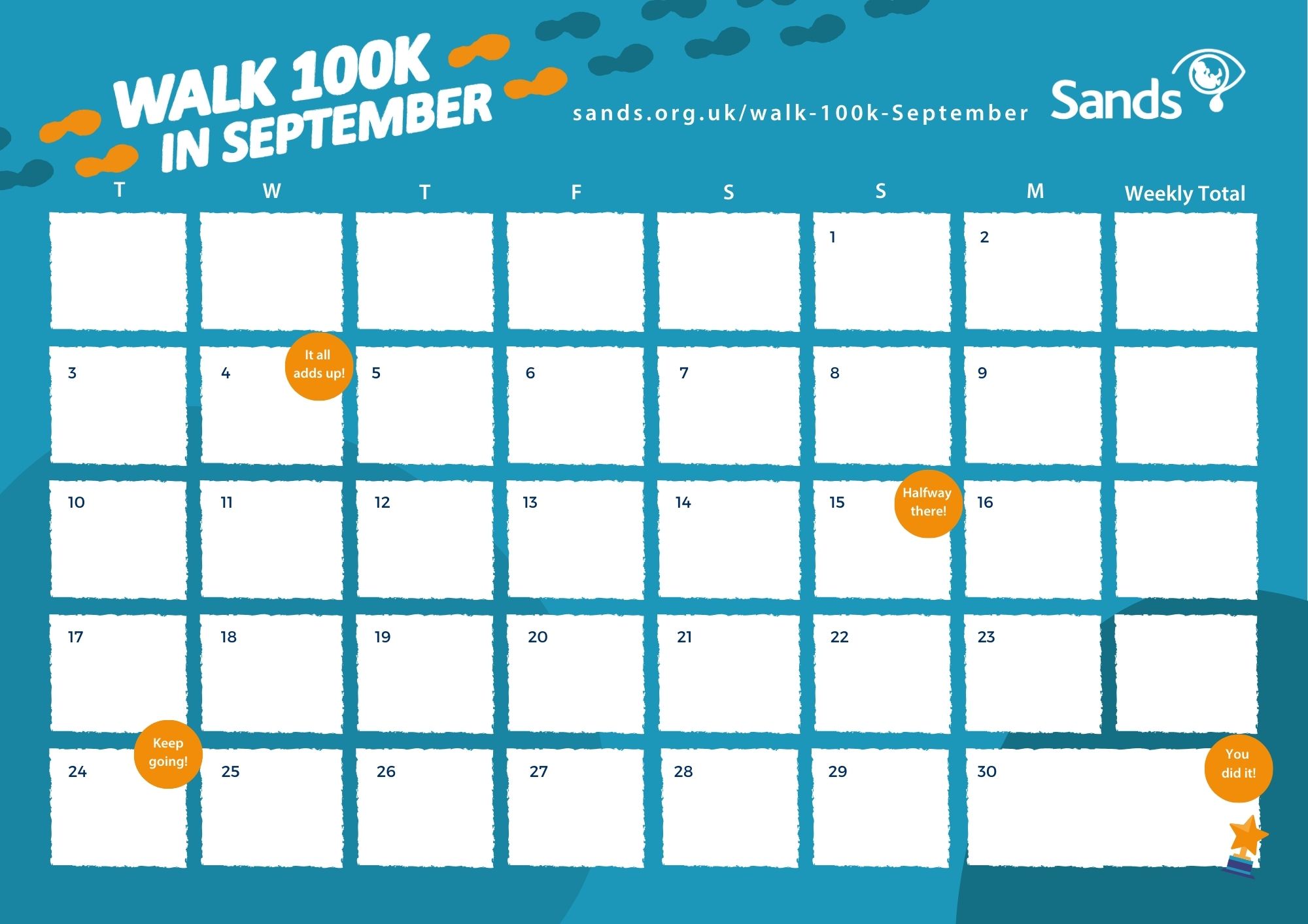 Walk 100k in September Tracker image