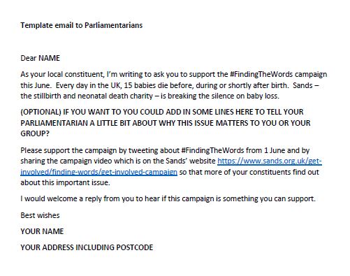 Template email to Parliamentarians