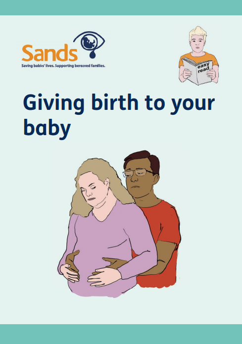Front cover of Giving birth to your baby in easy read format booklet