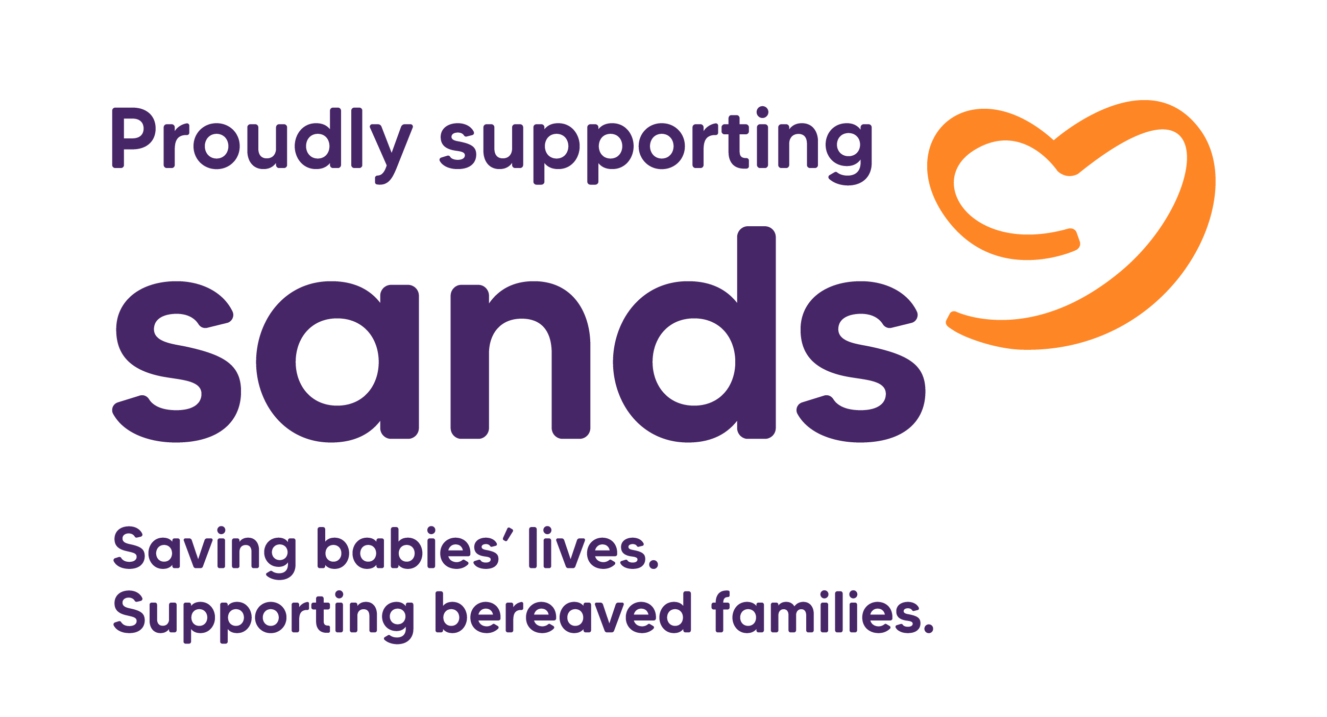 Sands UK baby loss charity logo for supporters in full colour - supporting with strapline