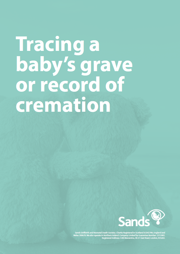 Tracing a baby’s grave or record of cremation booklet cover