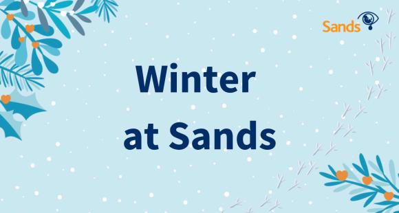 Winter cartoons with 'winter at Sands' text