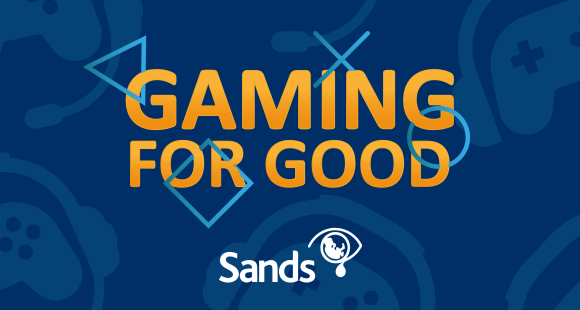 Gaming for good logo on blue background