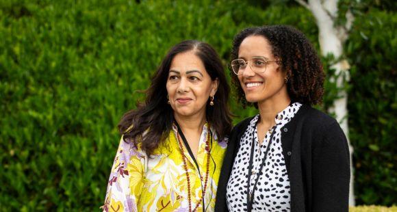 Jordan stood with Madhuri at Sands Garden Day