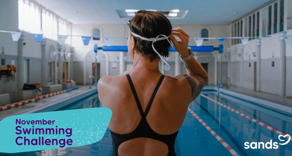 Lady in swimsuit by swimming pool