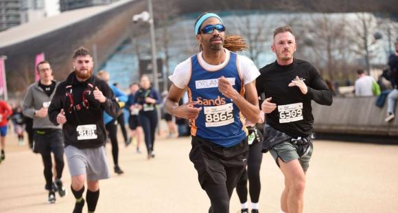 Runners running a race route