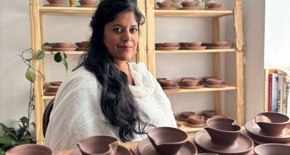 Shaheda sat with the diyas
