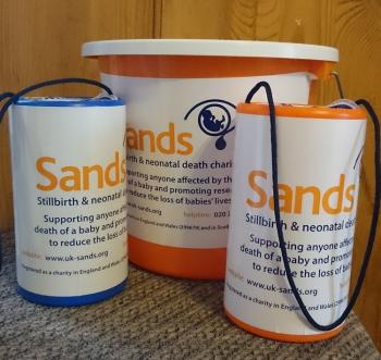 Sands, collection tin, buckets
