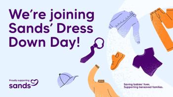 Dress Down Day social media tile in blue