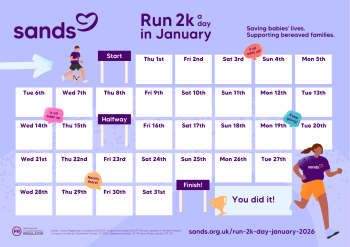 January calender with dates to cross off runs taken