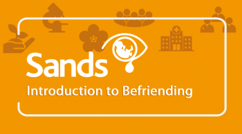 Introduction to befriending banner with Sands logo