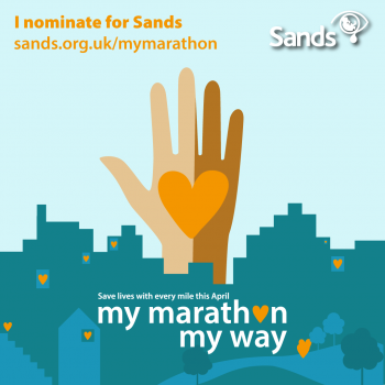 a hand with an orange heart inside saying I nominate for Sands