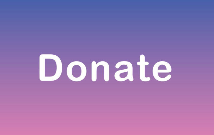 Donate in white text on a purple pink gradient background