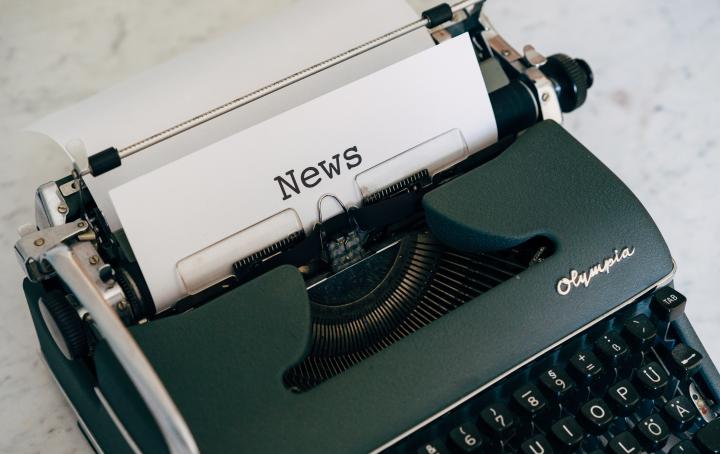 typewriter has written the word news