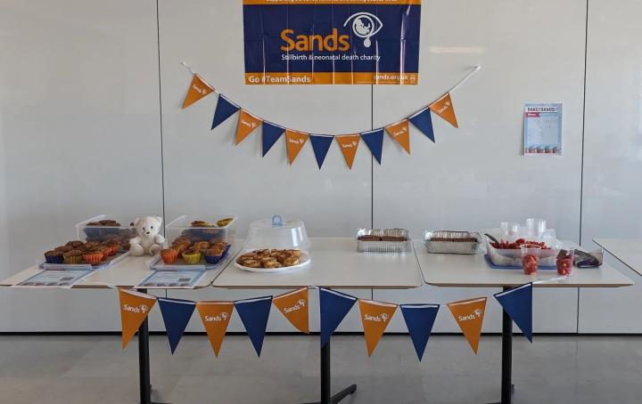 Company Bake Sale with Sands bunting and banners