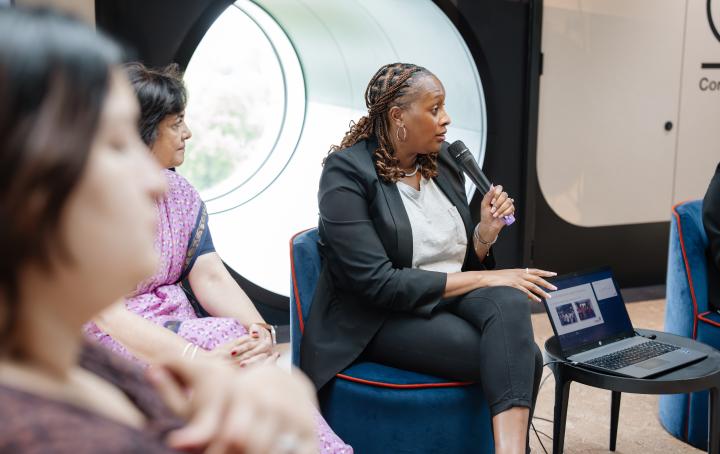 Sands Befriender speaking at a event