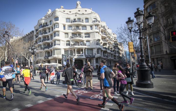 Runners running through Barcelona